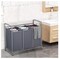 3 Bag Laundry Hamper Cart with Rolling Lockable Wheels and Removable Bags Laundry Sorter Basket Grey Laundry Organiser Cart for Clothes Storage